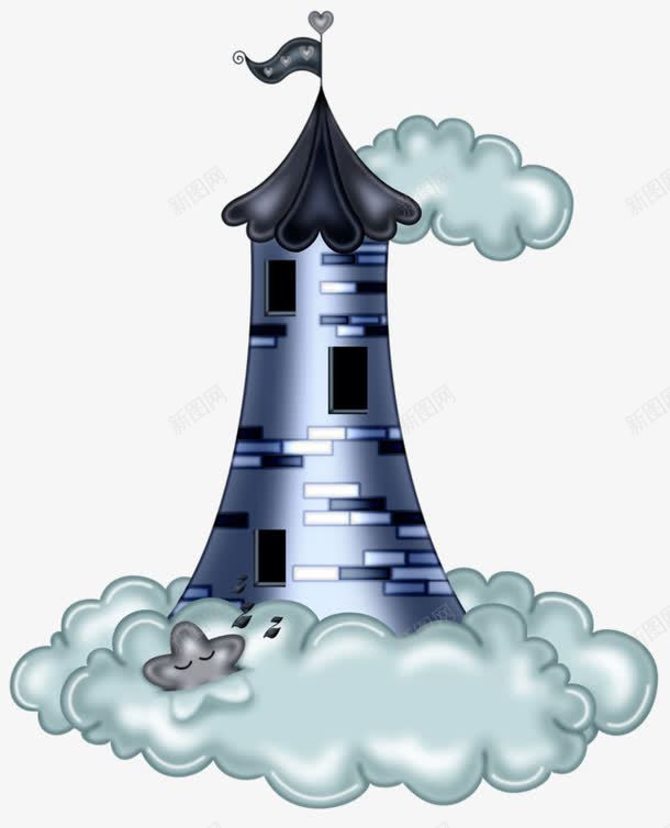 云中的城堡png免抠素材_新图网 https://ixintu.com 云朵 卡通 城堡 窗户