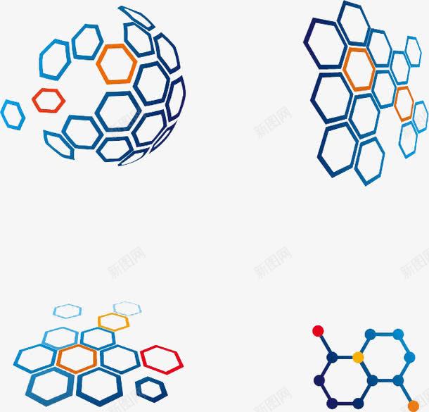创意六边形装饰psd免抠素材_新图网 https://ixintu.com 免费图片素材 六边形 创意 装饰