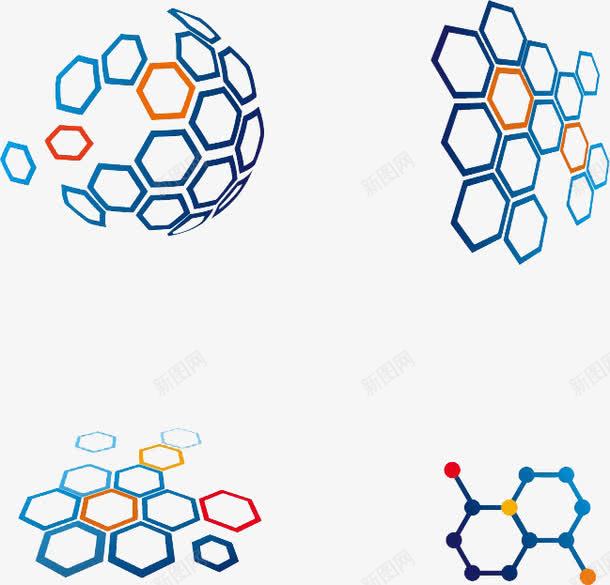 创意六边形装饰psd免抠素材_新图网 https://ixintu.com 免费图片素材 六边形 创意 装饰