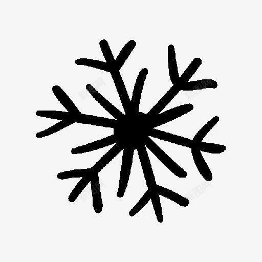 黑色对称手绘雪花图标png_新图网 https://ixintu.com 对称 雪花 黑色
