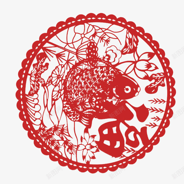圆形窗花剪纸png免抠素材_新图网 https://ixintu.com 中国传统 传统文化 传统节日 剪纸 窗花 红色