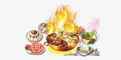 肉火手绘火锅食物装饰图案高清图片