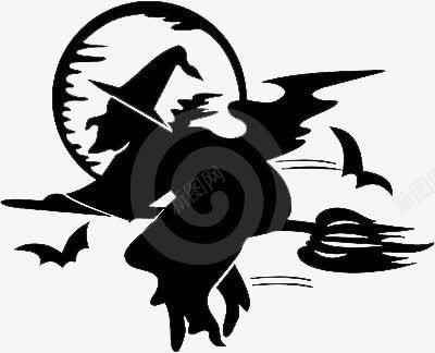 巫婆图标png_新图网 https://ixintu.com 万圣节 蝙蝠 骑扫把的巫婆
