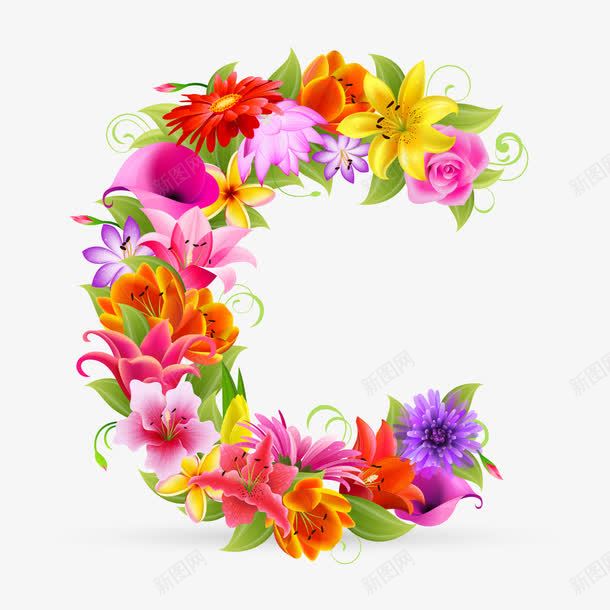 花朵组成字母Cpng免抠素材_新图网 https://ixintu.com 字体设计 组成字母C 艺术字 花朵 花朵组成字母C 英语字母