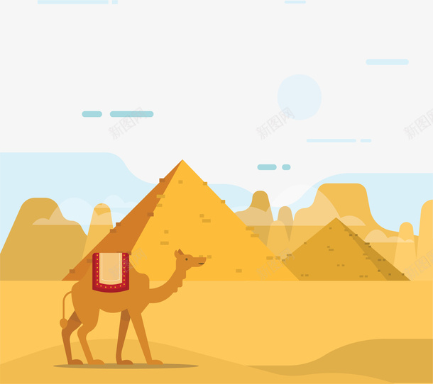 美丽的埃及金字塔矢量图ai免抠素材_新图网 https://ixintu.com 埃及 埃及旅游 埃及金字塔 矢量png 金字塔 骆驼 矢量图
