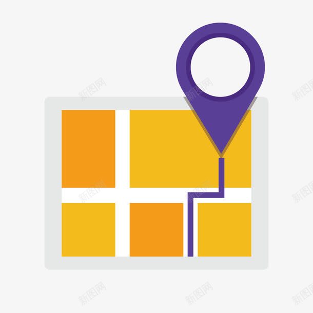 黄色地图定位png免抠素材_新图网 https://ixintu.com 商务 地图 地理 定位 扁平化 渐变 路线 黄色