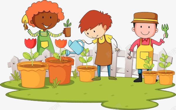 三个小园丁png免抠素材_新图网 https://ixintu.com 卡通手绘 卡通花圃 园丁 教育 浇水 装饰