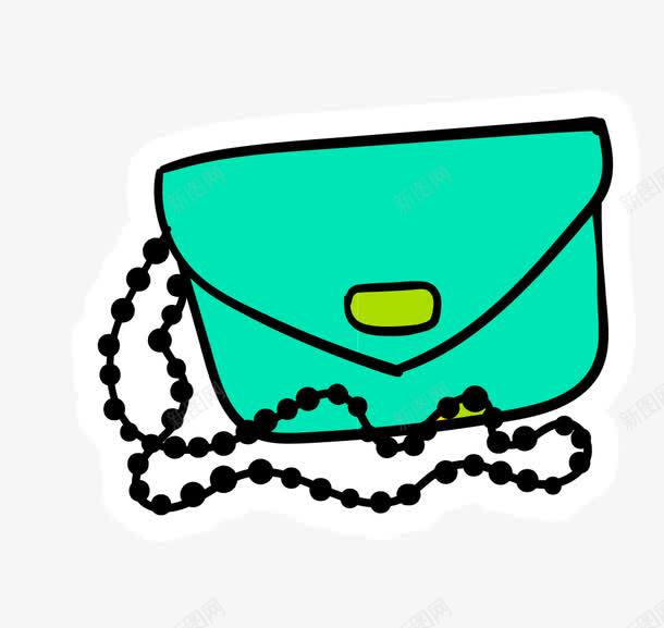 女士包包png免抠素材_新图网 https://ixintu.com 一个 包包 卡通 女士 手绘 绿色 链子 黄色 黑色 黑色链条