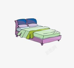 紫色床单紫色双人床高清图片