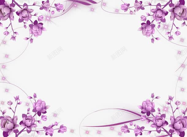 紫色对称花朵边框png免抠素材_新图网 https://ixintu.com 对称 简约 素雅 紫色花朵 花朵边框