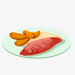 彩色卡通食物猪肉矢量图素材