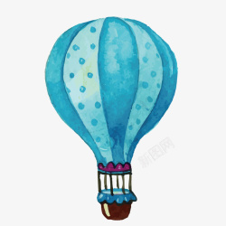 蓝色水彩气球儿童画素材
