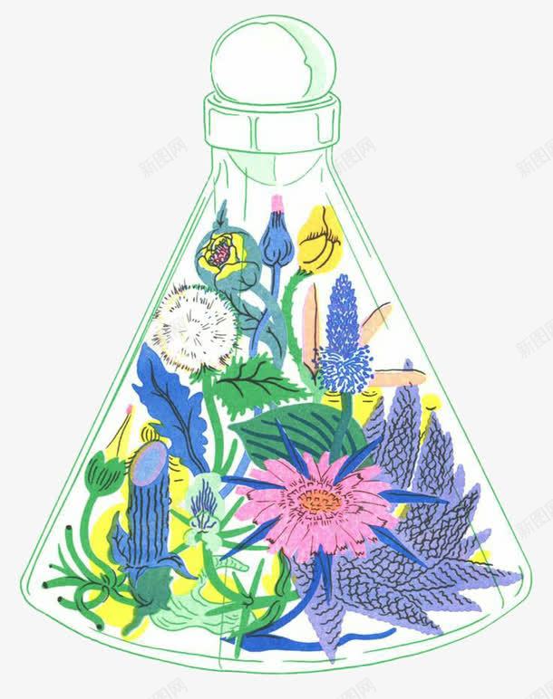 装着植物的透明瓶子png免抠素材_新图网 https://ixintu.com 创意设计 瓶子 花 草