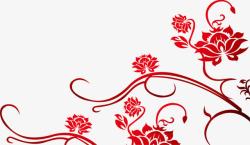 红色花纹典雅素材