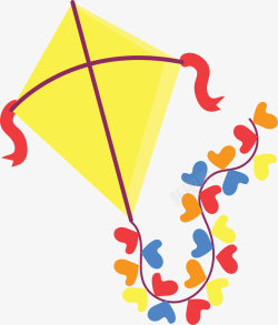 黄色风筝夏天黄色卡通风筝矢量图高清图片