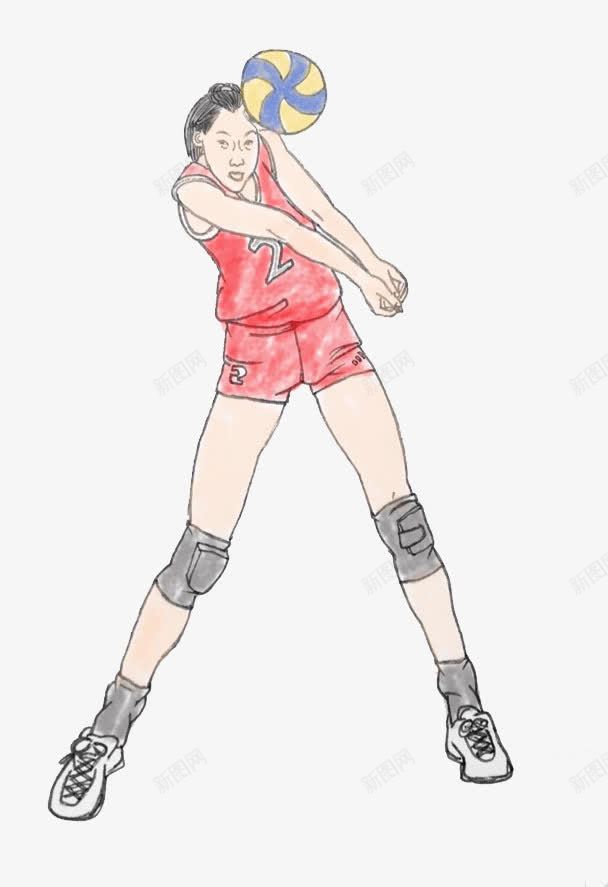 女排png免抠素材_新图网 https://ixintu.com 2号 卡通 女孩 女排 打排球 训练