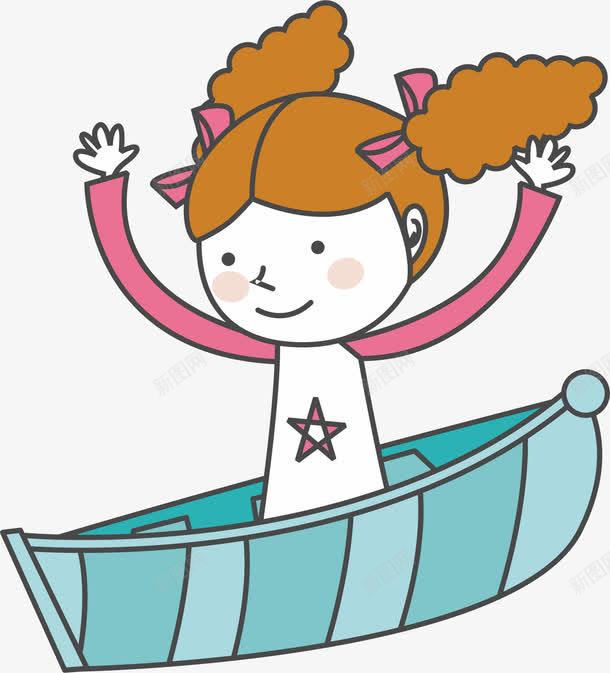 手绘划船儿童png免抠素材_新图网 https://ixintu.com AI 儿童 划船 卡通 女孩 小孩 手绘 船只