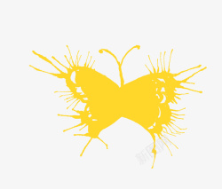 黄色墨迹蝴蝶边框矢量图素材