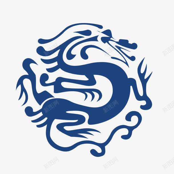蓝色国风海报装饰png免抠素材_新图网 https://ixintu.com 中国风 传统 国风 复古 海报装饰 祥龙图案 纹理 背景装饰 龙纹