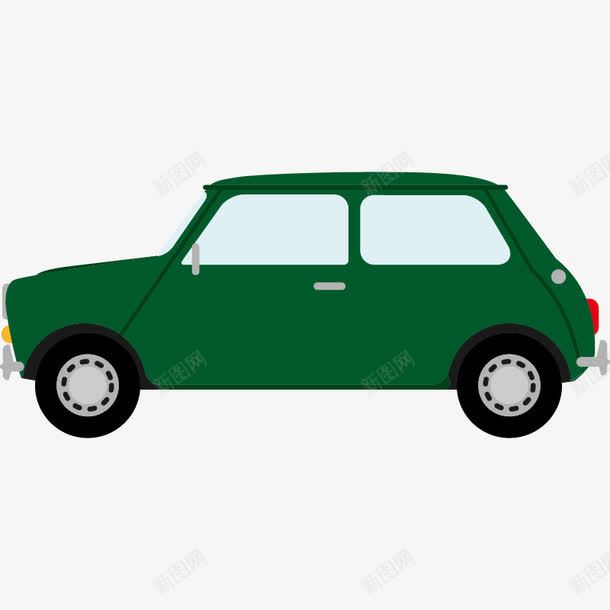 扁平化绿色小轿车png免抠素材_新图网 https://ixintu.com 扁平 绿色 轿车