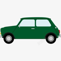 扁平化绿色小轿车素材