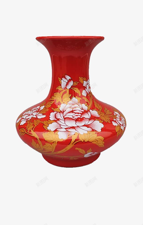 红色花瓶png免抠素材_新图网 https://ixintu.com 喜庆 红色 装饰 陶瓷
