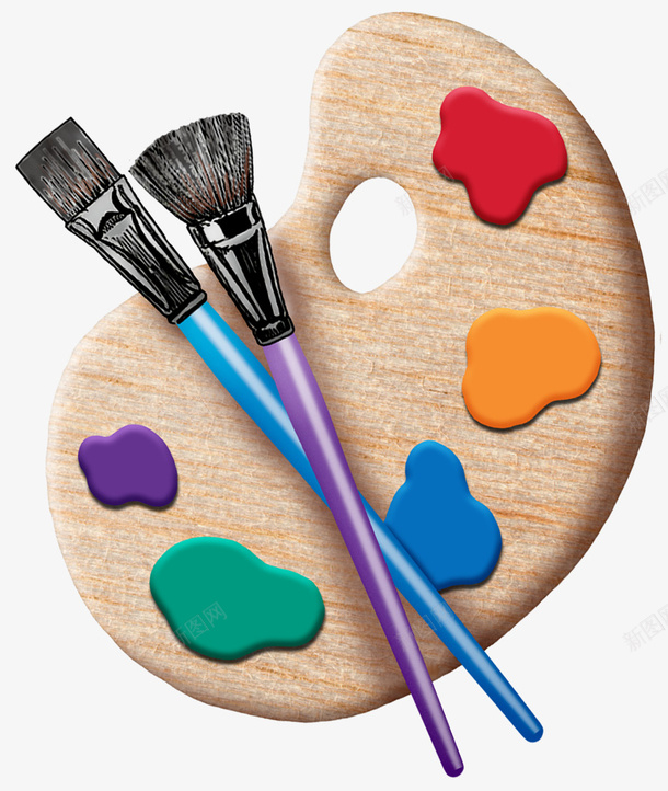 画板和画笔png免抠素材_新图网 https://ixintu.com 彩色 水彩 画板 画笔 装饰图 装饰画