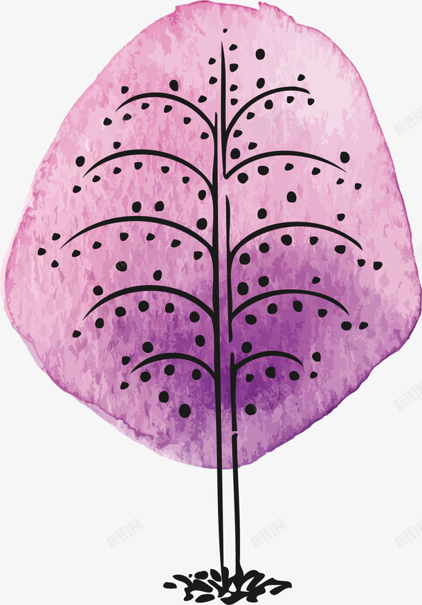 紫色的植物矢量图ai免抠素材_新图网 https://ixintu.com 图案 大树 树状 植物 紫树 紫色 观赏 矢量图
