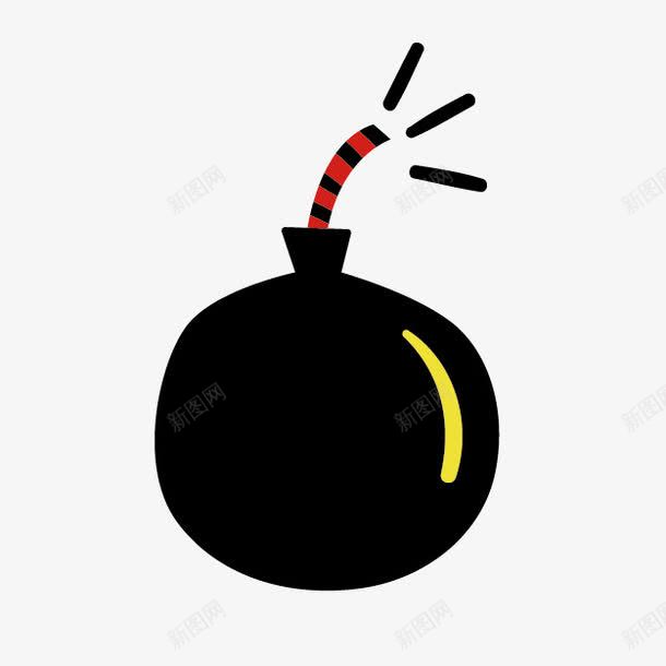 卡通黑色炸弹png免抠素材_新图网 https://ixintu.com 卡通炸弹 手绘卡通 点燃的炸弹 黑色炸弹