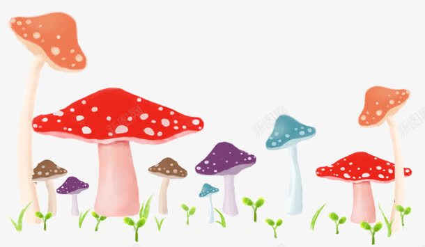 卡通蘑菇绿叶png免抠素材_新图网 https://ixintu.com 卡通 卡通绿叶 卡通蘑菇 绿叶 蘑菇
