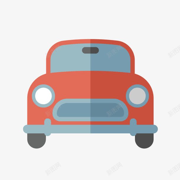 卡通汽车png免抠素材_新图网 https://ixintu.com 交通工具 创意 卡通 小轿车 简单 红色骑车