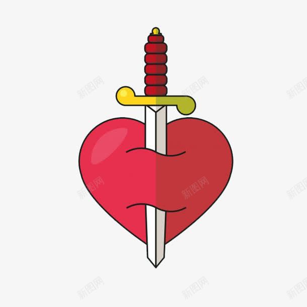 心脏上的剑png免抠素材_新图网 https://ixintu.com 伤害 剑术 心脏 红色