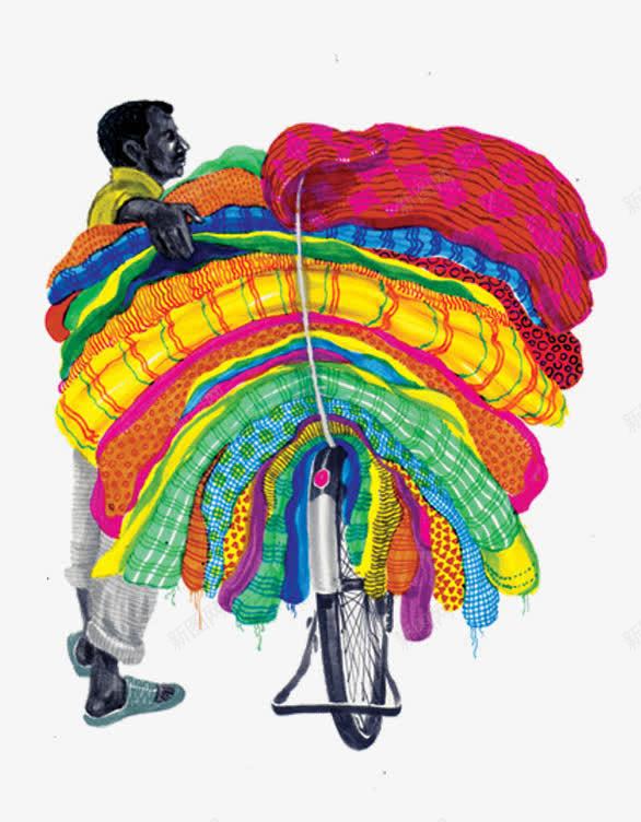 卡通印度小贩png免抠素材_新图网 https://ixintu.com 印度 小贩 自行车 运输