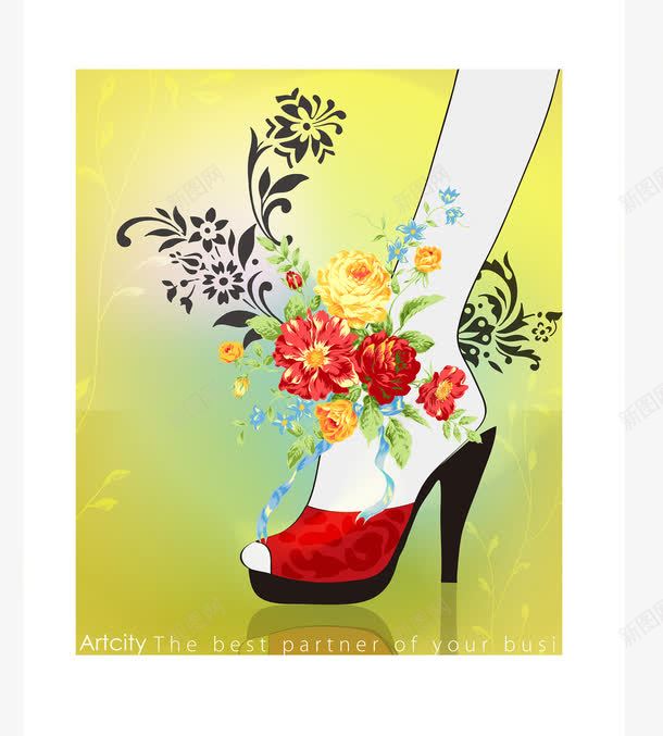 时尚女性高跟鞋png免抠素材_新图网 https://ixintu.com 时尚 潮流 花朵 装饰 高跟鞋