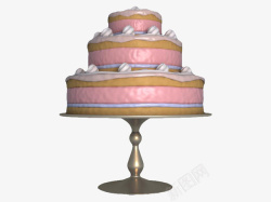 塑料晾晒架三层粉色花纹蛋糕架高清图片
