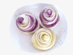 紫薯馒头玫瑰花卷高清图片