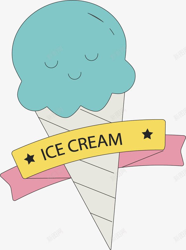 可口的甜筒冰淇凌矢量图ai免抠素材_新图网 https://ixintu.com 不规则 冰淇凌卡通图 图形 甜筒 绿色 矢量图