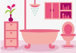 粉色浴盆粉色浴室高清图片