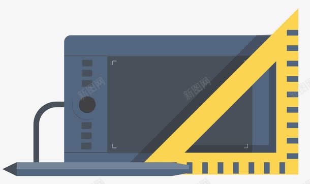 手绘板三角尺png免抠素材_新图网 https://ixintu.com 三角尺 手绘板 画笔 矢量素材