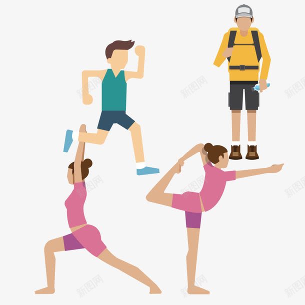跑步登山做瑜伽的人png免抠素材_新图网 https://ixintu.com 人 瑜伽 登山 跑步