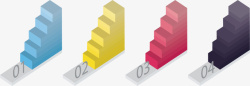 彩色阶梯步骤图表矢量图素材