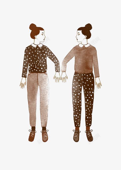 两个女孩png免抠素材_新图网 https://ixintu.com 卡通女孩 手绘女孩 闺蜜