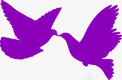 紫色亲吻卡通鸽子素材