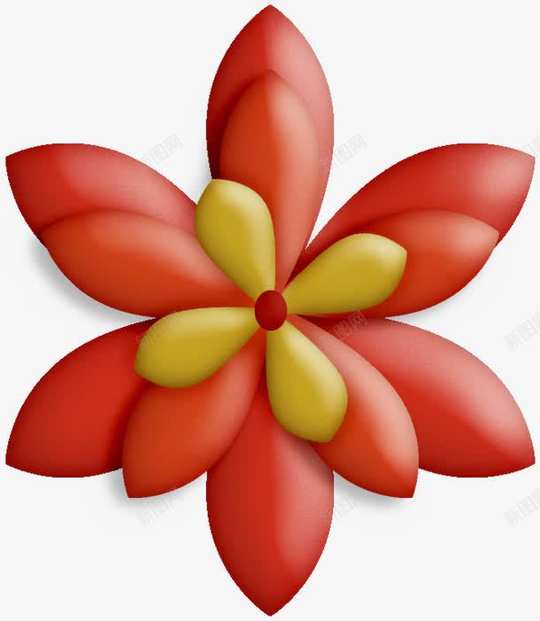 立体红色雕浮花朵png免抠素材_新图网 https://ixintu.com 立体感 立体花朵 花儿 花朵