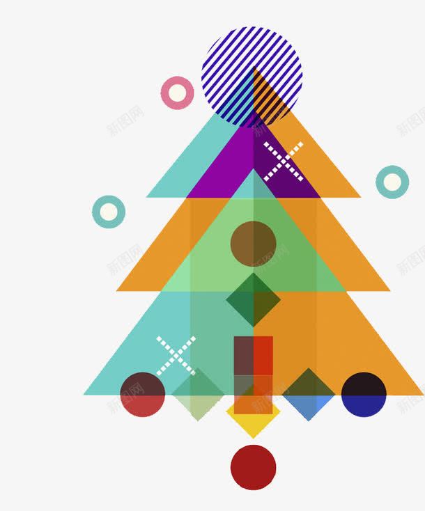 创意彩色不规则图形圣诞树图png免抠素材_新图网 https://ixintu.com 不规则 创意 叠加 图形 圣诞树 彩色 设计 重叠