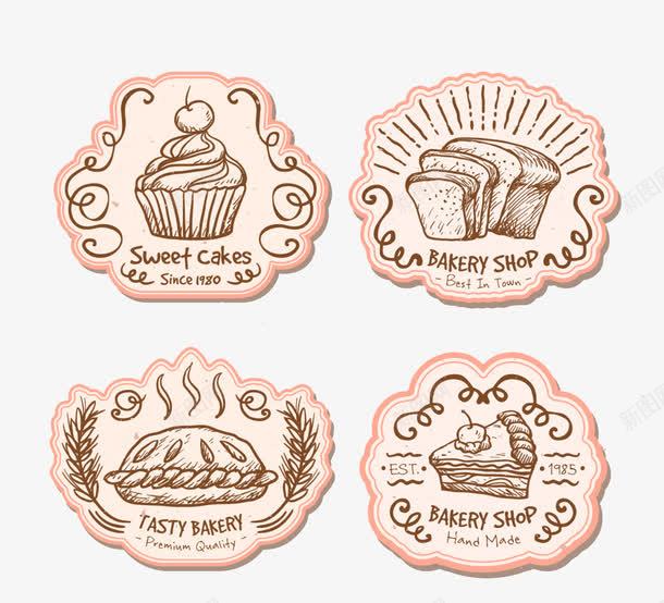可爱的食物烘焙标签png免抠素材_新图网 https://ixintu.com 烘焙 粉色标签 蛋糕 面包 食物标签
