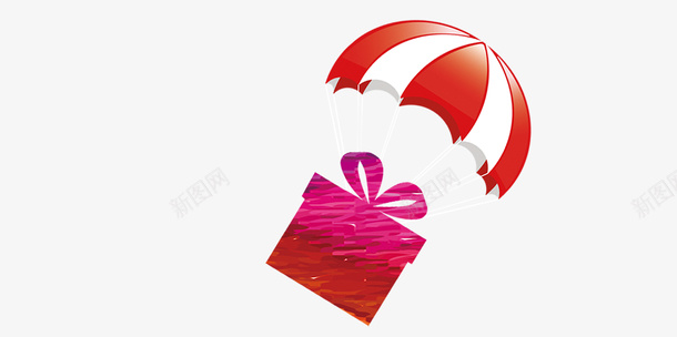 漂浮的降落伞png免抠素材_新图网 https://ixintu.com 漂浮 礼物 红色 装饰 降落伞