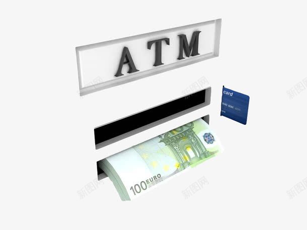 手绘取款机png免抠素材_新图网 https://ixintu.com ATM 出票 出票口 卡通手绘 取款 取票 取钱 钞票