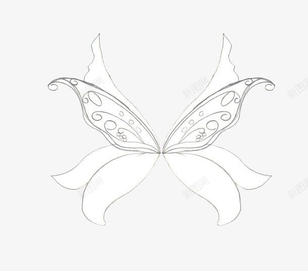 手绘线条翅膀png免抠素材_新图网 https://ixintu.com 对称翅膀 手绘 线条 美丽翅膀 翅膀 装饰