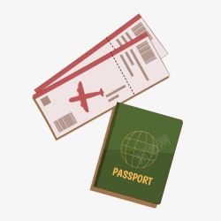 绿色护照旅游机票护照装饰高清图片